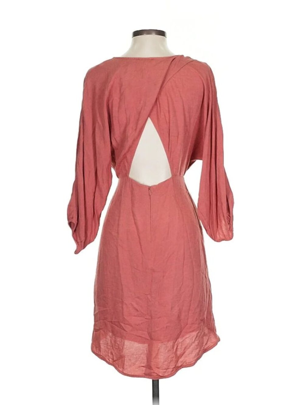 By Anthropologie Coral Pink Wrap Mini Dress Size 00 - Picture 4 of 8